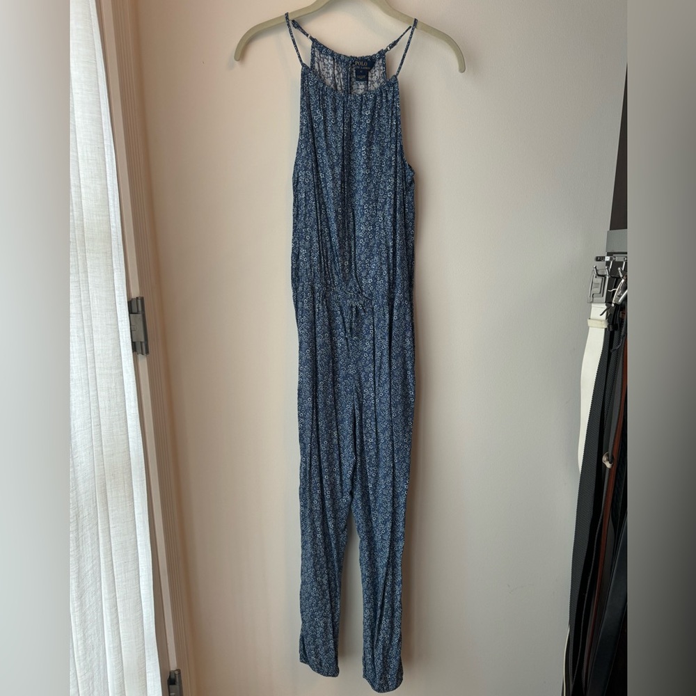 Polo Ralph Lauren Girls Blue Floral Jumpsuit Size 12